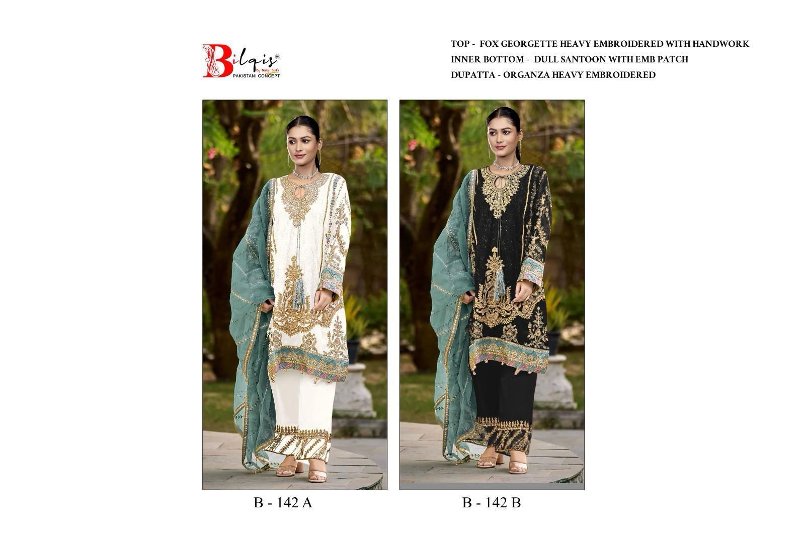 Bilqis B 142 Georgette Embroidery Pakistani Salwar Suit Wholesale In India
